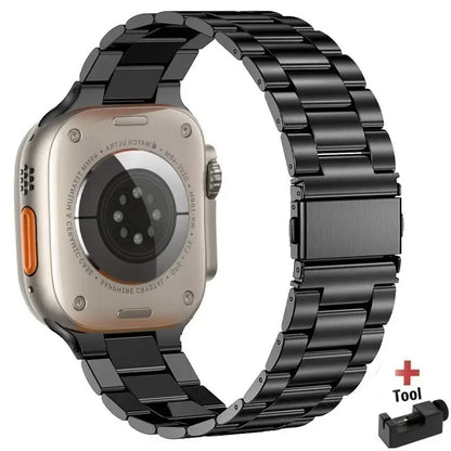 Stainless Steel Strap for Apple Watch band 44mm 45mm 38-42-40-41mm Metal link Bracelet iWatch series 10 8 7 6 5 4 3 se Ultra 49m