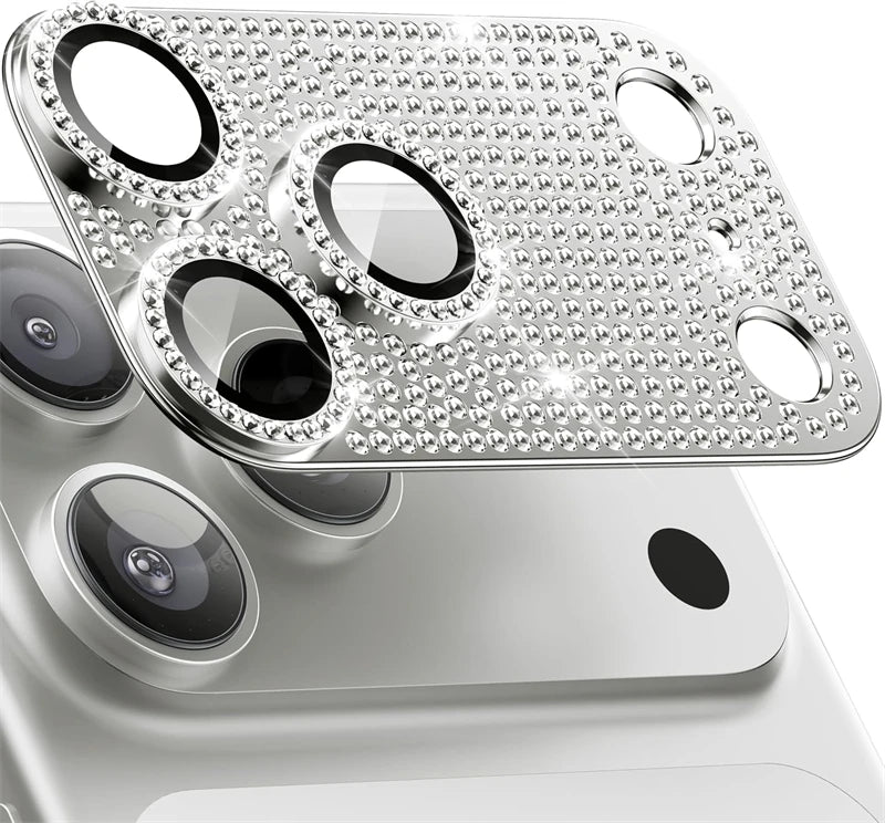 Luxury Bling Diamond Metal Camera Lens Protector for iPhone 17 Air 16 15 14 13 Pro Max Plus Ziai 16Pro 17Pro Glass Full Cover