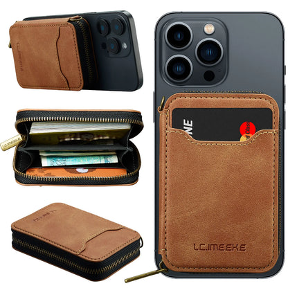 Magnetic Attraction Zipper Leather Card Slot Wallet for iPhone 17 Samsung Galaxy Google Xiaomi Phone MagSafe Magnetic Phone Bag
