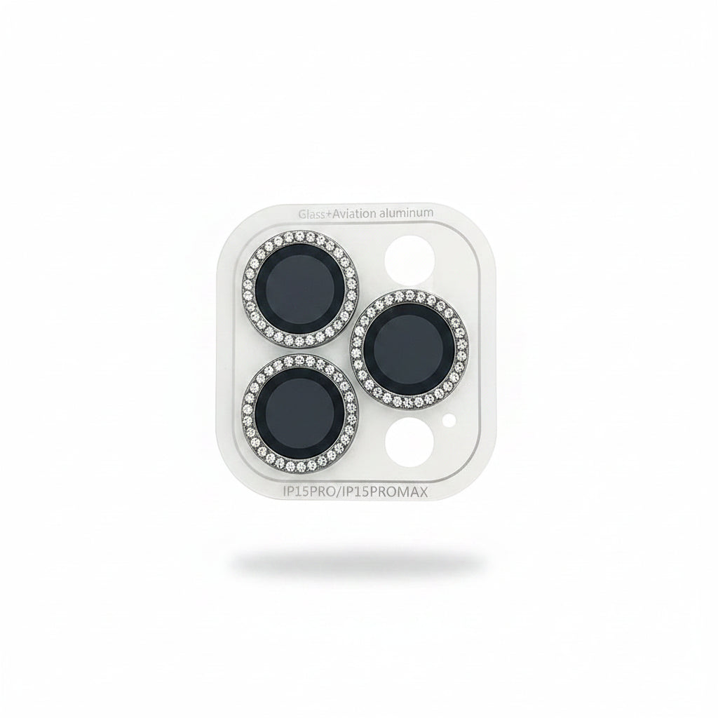 3-2Pcs Luxury Diamond Camera Protector For IPhone 17 16 15 14 13 Pro Max Plus Glitter Ring Lens Glass Back Lens Cap Shiny Cover