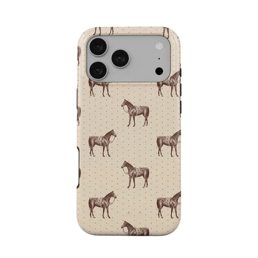Beige Horse Pattern Double Layer iPhone Case