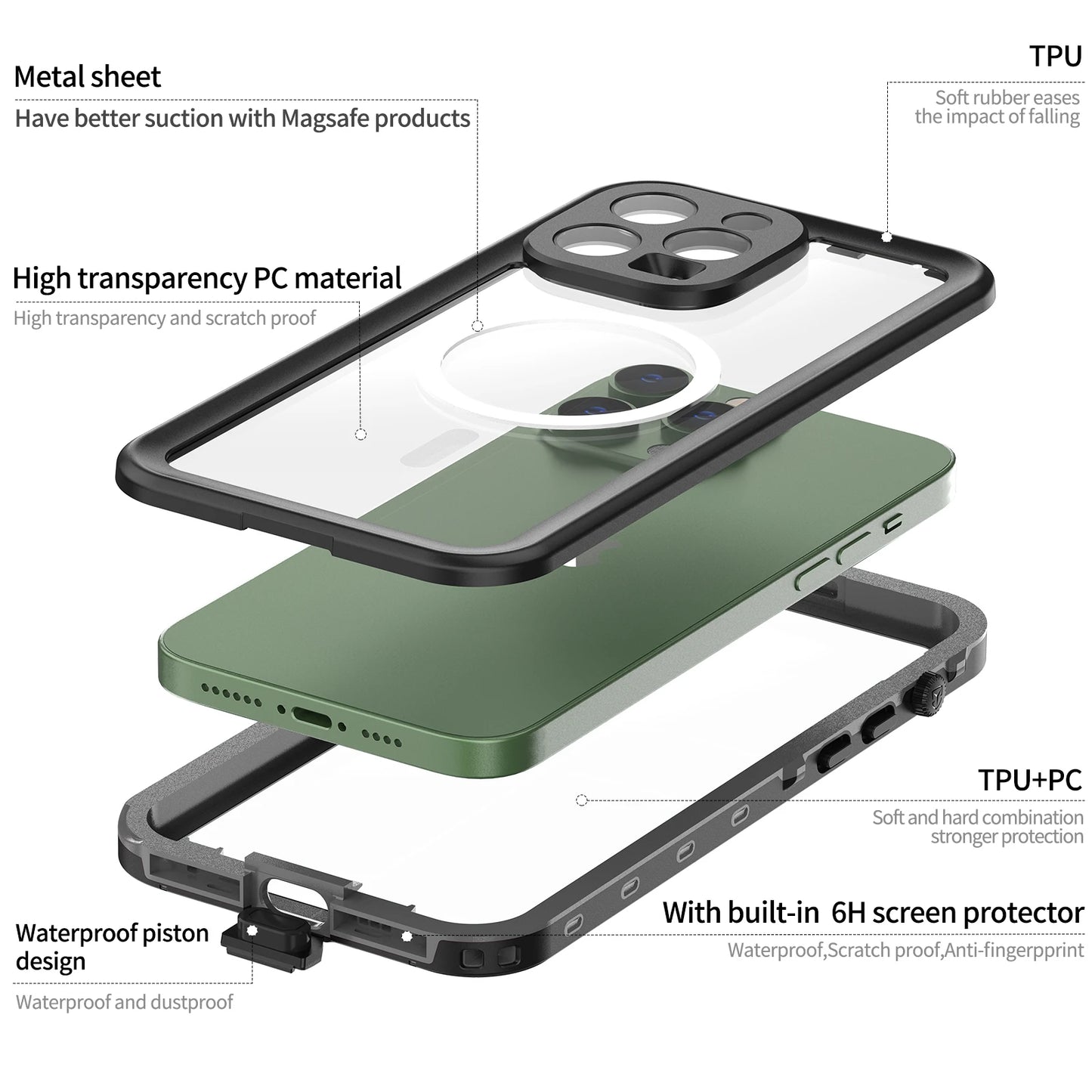 Funda para iPhone MagSafe impermeable IP68