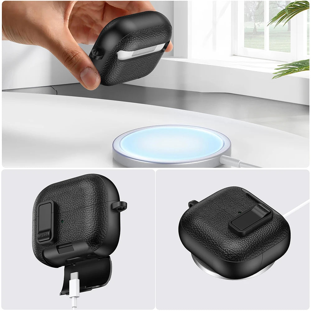 Samsung Galaxy Buds3 Pro Leather Lock Case