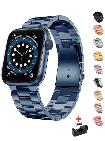 Stainless Steel Strap for Apple Watch band 44mm 45mm 38-42-40-41mm Metal link Bracelet iWatch series 10 8 7 6 5 4 3 se Ultra 49m