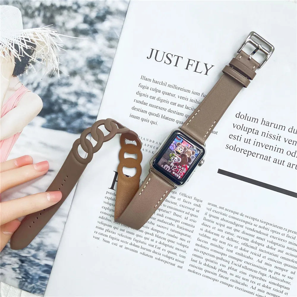 SwiftWrap | Double Tour Leather Band For Apple Watch