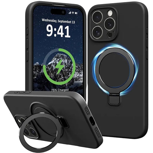 Liquid Silicone MagSafe Ring Stand iPhone Case