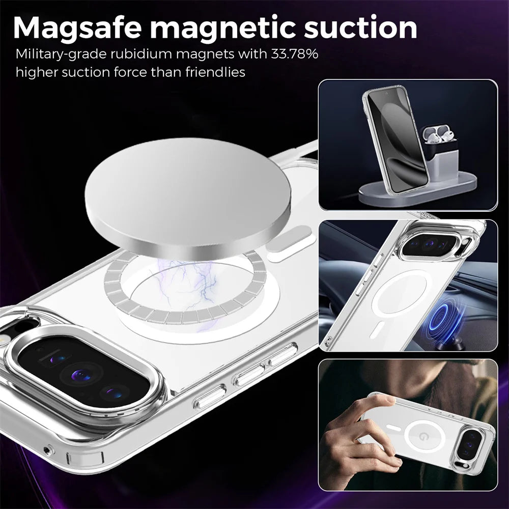 Funda Magnética Transparente de Lujo para Google Pixel
