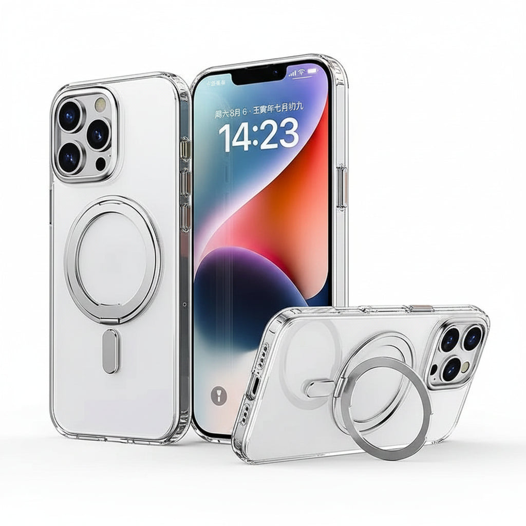 Transparent MagSafe Rotating Stand iPhone Case