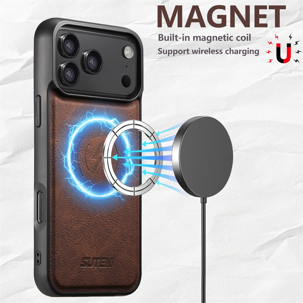 Retro MagSafe Leather iPhone Case